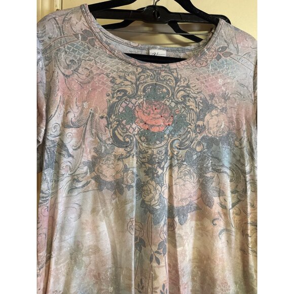 Venezia Womens Floral Graphic Short Sleeve Top Size 14/16 - Picture 2 of 6